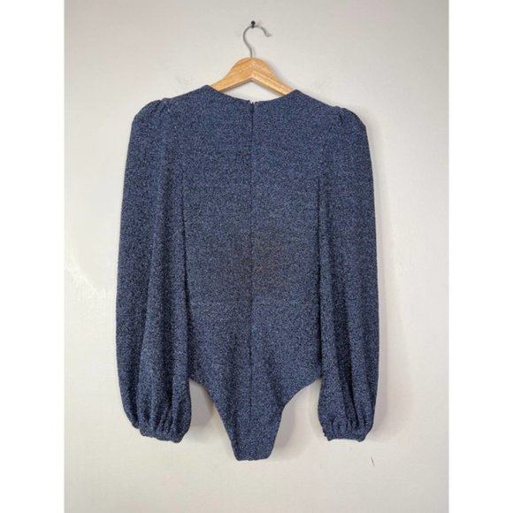 Patbo Lurex Plunge Long Sleeves Bodysuit Women's Galaxy Size: X-Small NWT - Picture 8 of 9